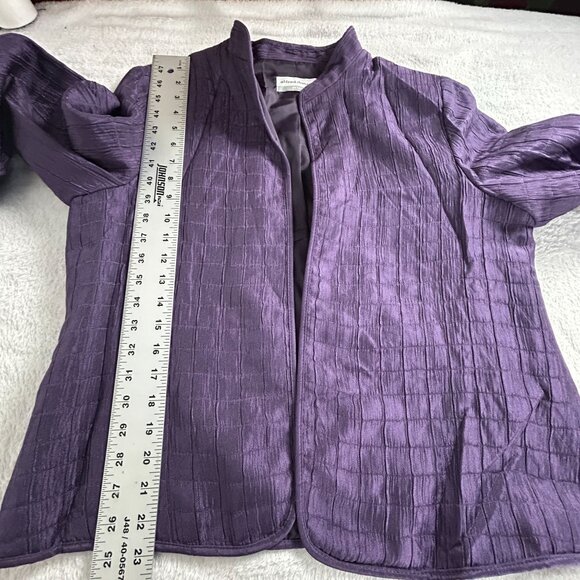 Alfred Dunner Petite Womens Purple Textured Open Front Blazer Jacket 12P Lined - Picture 7 of 7